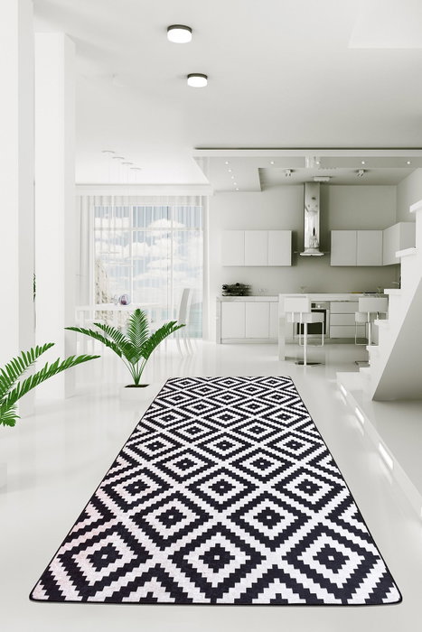 Conceptum Alfombra de pasillo Black White Djt, 80 x 200 cm Conceptum Alfombra de pasillo Black White Djt, 80 x 200 cm
